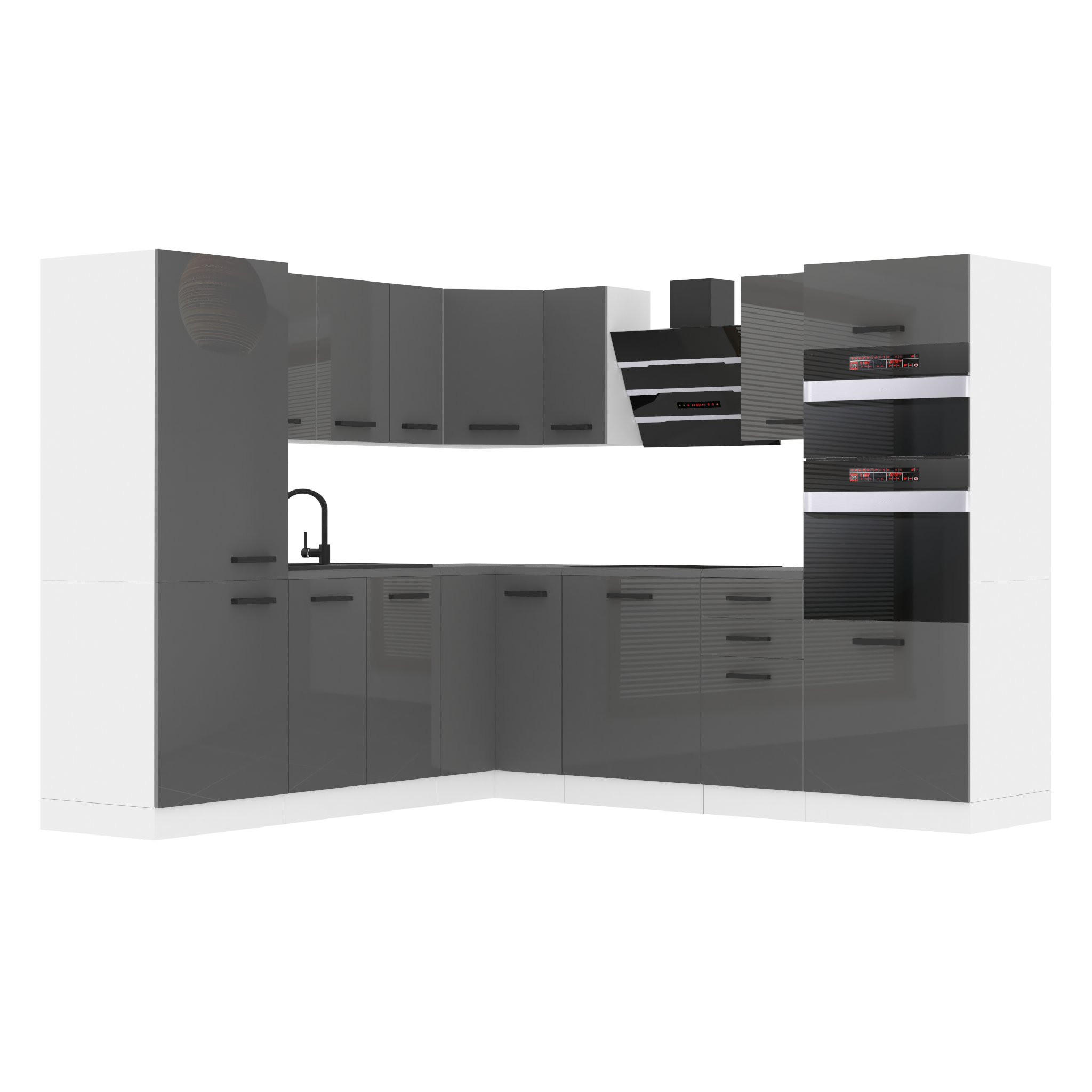 KÜCHE L-Form Stacy, mit Arbeitsplatten, Silber Hochglanz - Silberfarben, Holz (420/204/60cm) - B BELINI GROUP