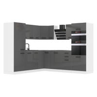 KÜCHE L-Form Stacy, ohne Arbeitsplatten, Silber Hochglanz - Silberfarben, Holz (420/204/60cm) - B BELINI GROUP