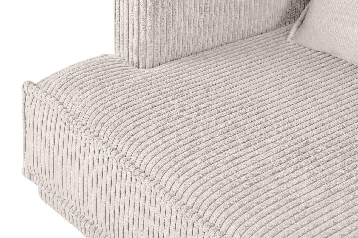 3-SITZER-SOFA GANZO 2 Kissen inklusive, Cord-Stoff, cremefarben - Creme/Schwarz, Textil/Metall (193/84/92cm) - KONSIMO®