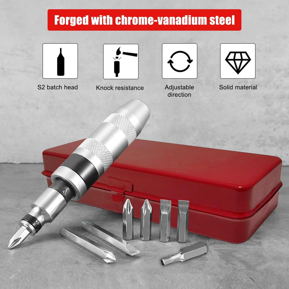 SCHRAUBENDREHER-SET-DIY,ES wird mit 15 Bits geliefert (Schlitz-, Kreuzschlitz- und Sechskantbits). - Silberfarben, Metall (2.5/2.5/16.5cm) - LIBRATON