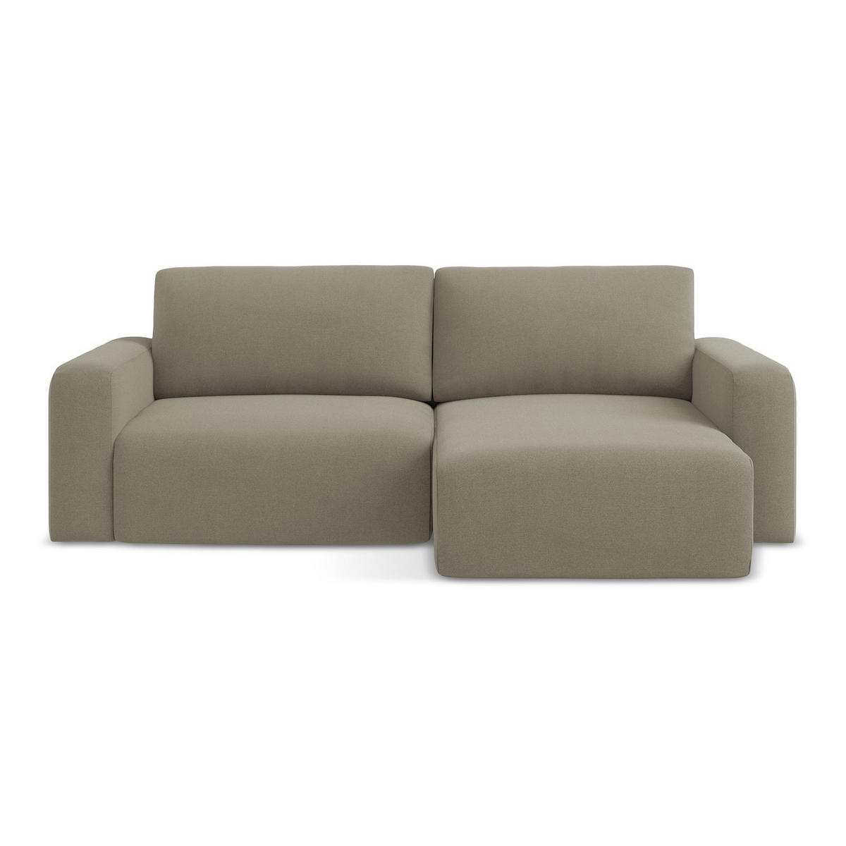 ECKSOFA mit Schlaffunktion rechts Strukturstoff Stoff Beige - Beige/Schwarz, Kunststoff/Textil (244/149cm) - LaMiaSofa