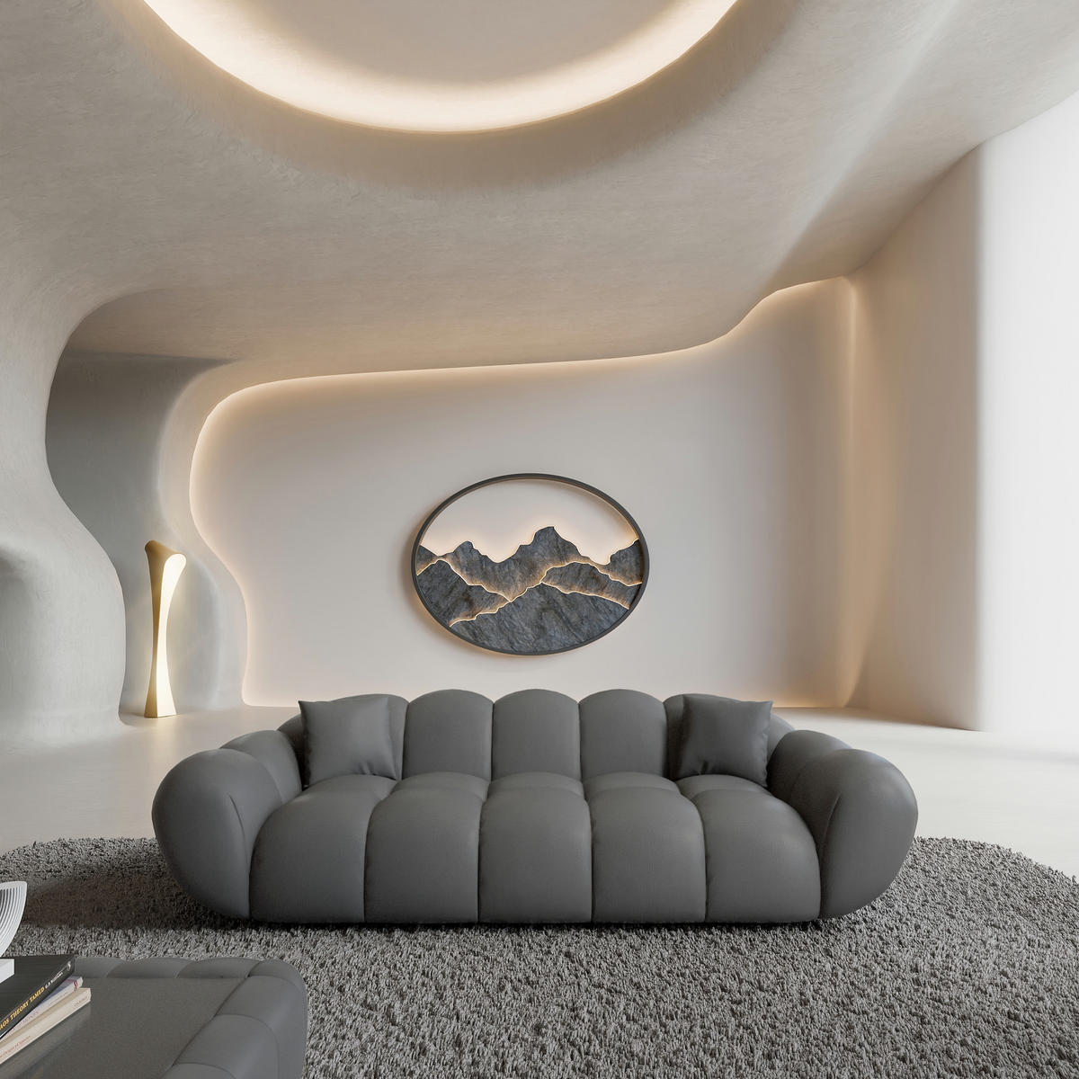 3-SITZER-SOFA Liva Dunkelgrau Kunstleder - Dunkelgrau, Kunststoff (223/70/93cm) - VAROYAL
