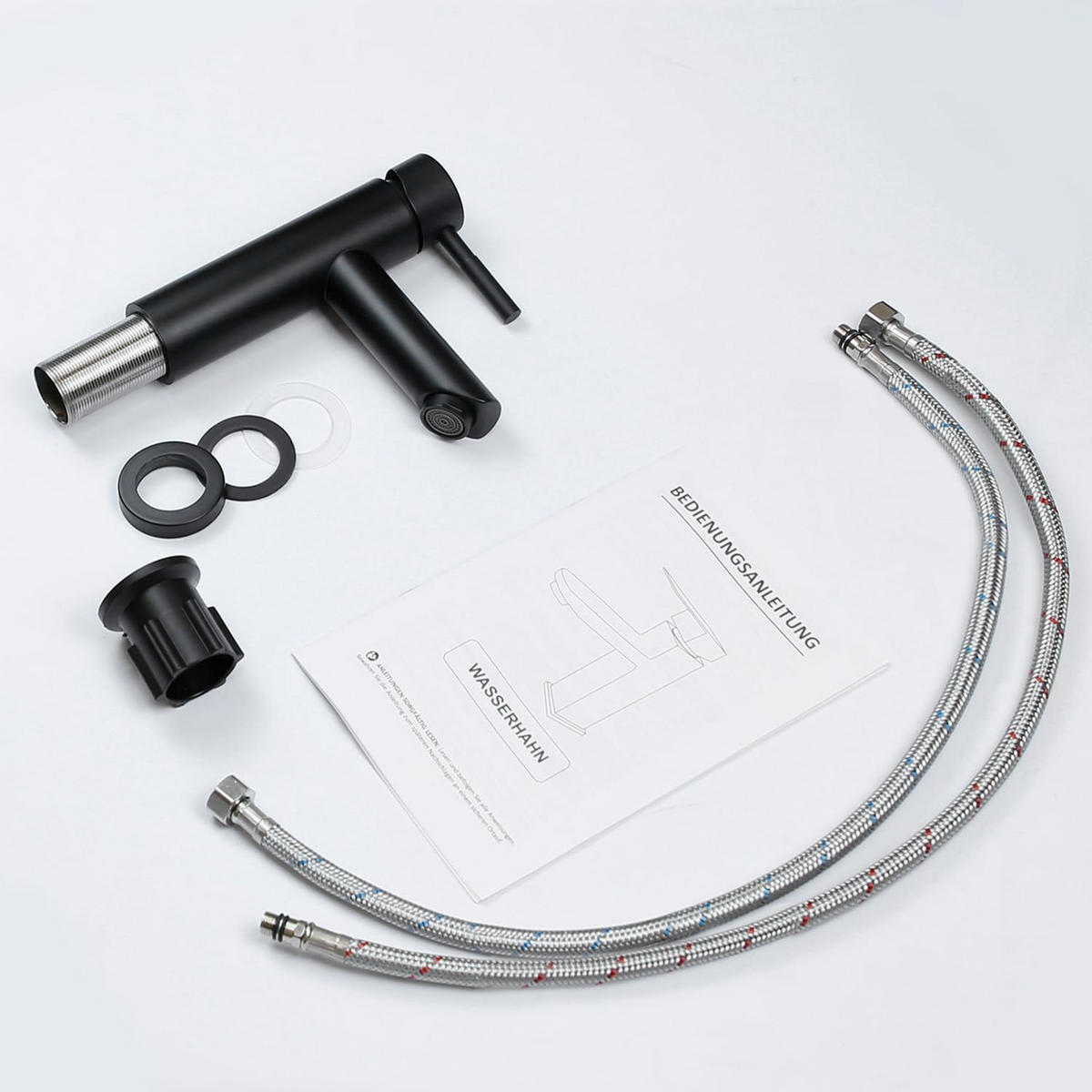 WASCHTISCHARMATUR Bachorw 14.6/4.6/17.4 cm - Schwarz, Metall (4.6/17.4/14.6cm) - ZMH