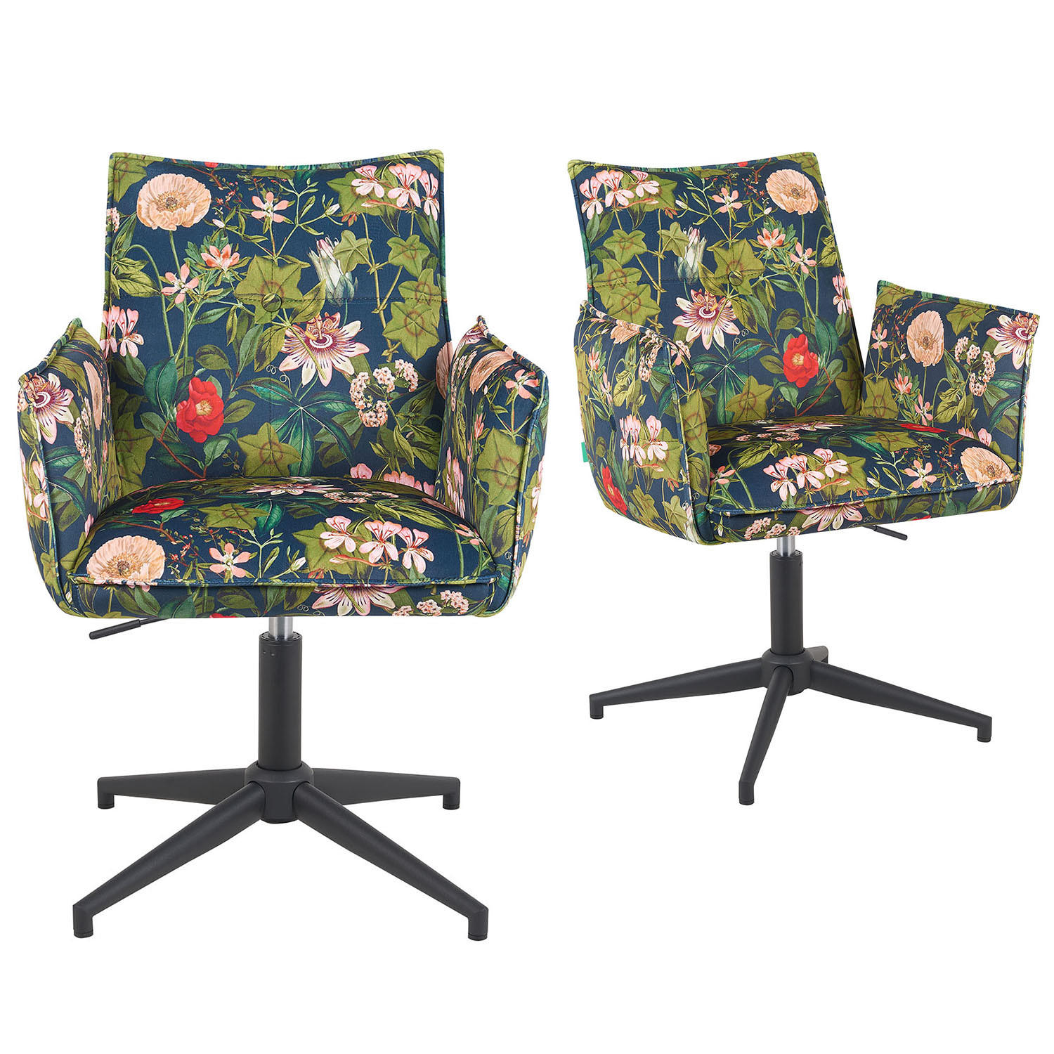 BÜROSTUHL Mika-Till - Multicolor/Schwarz, Textil/Metall (60/85/63cm) - DUBI Möbel