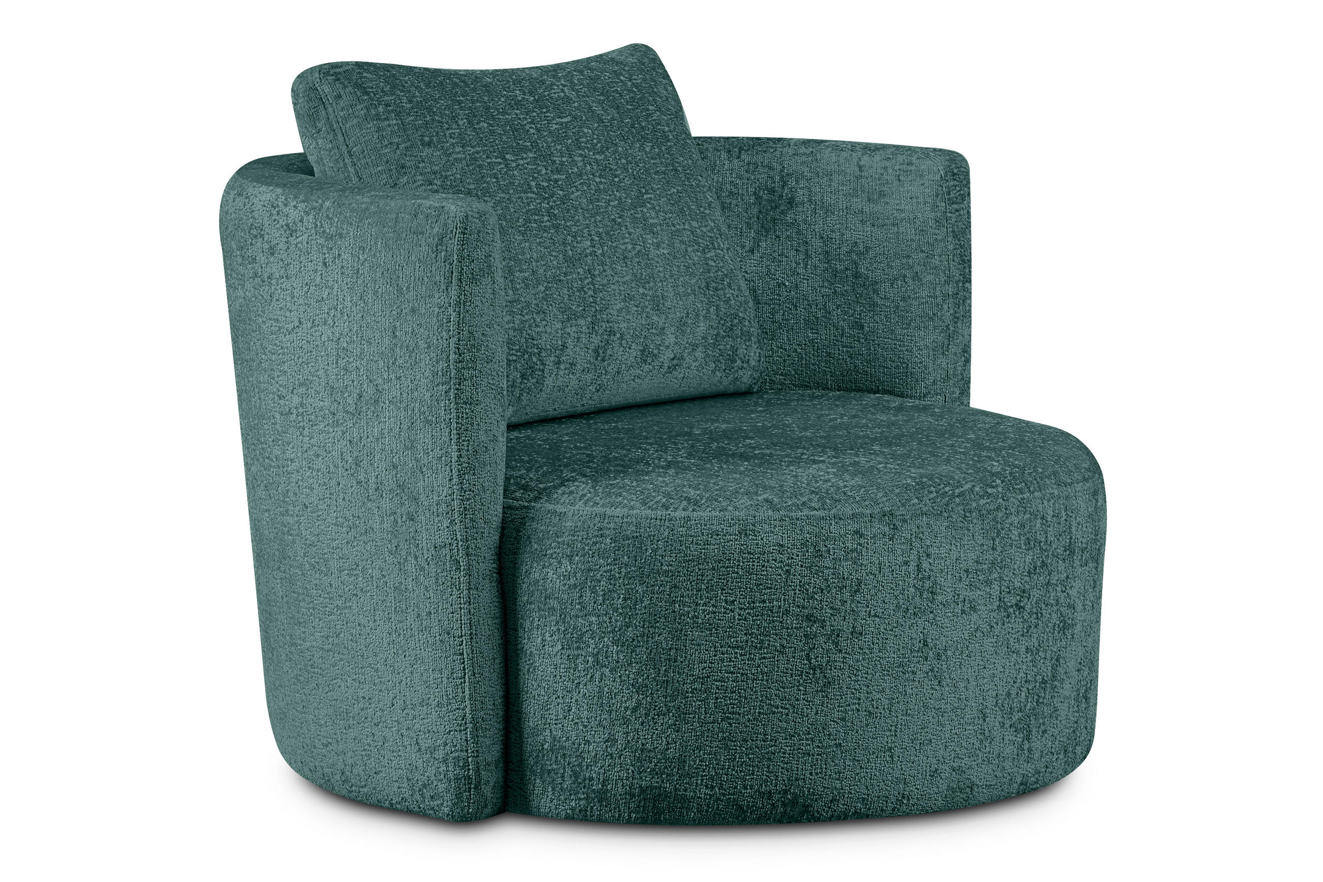 DREHSESSEL RAGGI 360° Drehfunktion mit inklusive dekorativem Kissen, Marineblau - Blau/Grün, Textil (92/75/94cm) - KONSIMO®