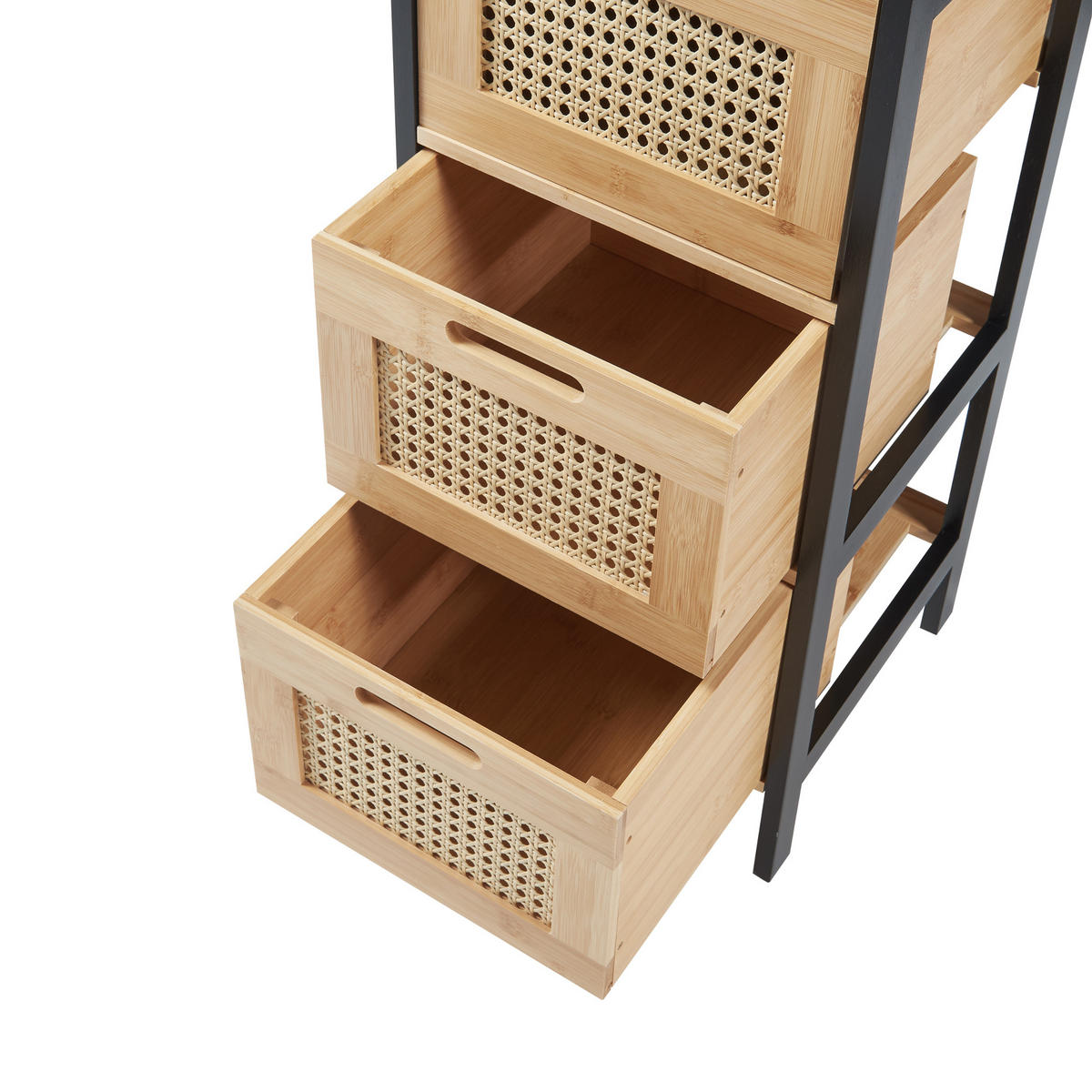 BADKOMMODE Tervola - Schwarz/Naturfarben, Holz (30/72/30cm) - [en.casa]