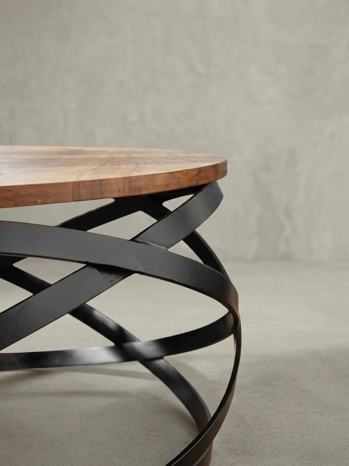 COUCHTISCH Industrial, Braun, Massives Holz und Metall, Modernes Design - Schwarz/Braun, Holz/Metall (60/60/30cm) - KADIMA DESIGN