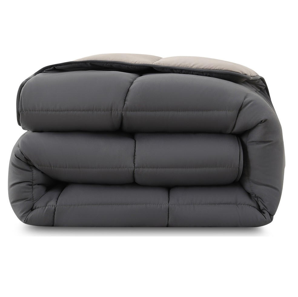 PLÜSCH Steppbett Bi-Color im Wende-Design grau 155x220 - Grau, Textil (155/220cm) - wometo