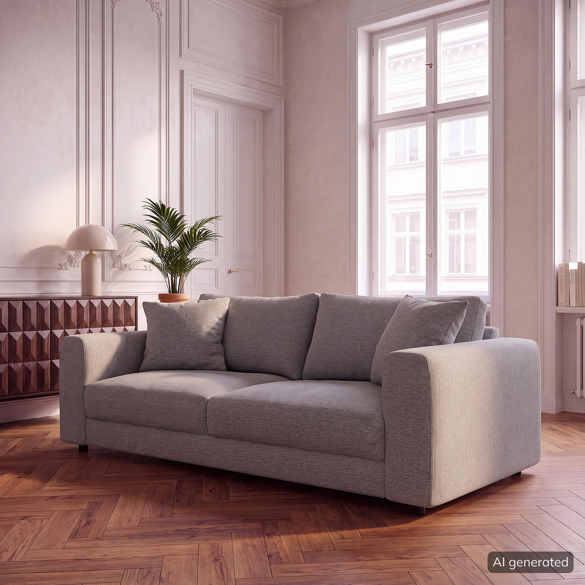 2,5-SITZER SOFA - Schwarz/Hellblau, Holz/Kunststoff (182/79/106cm) - home24