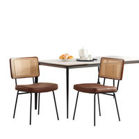 STUHL-SET DE-36881 2 Stück mit PU-Leder und Rattan-Optik Braun - Braun, Metall (58/82/47cm) - ComfortXL