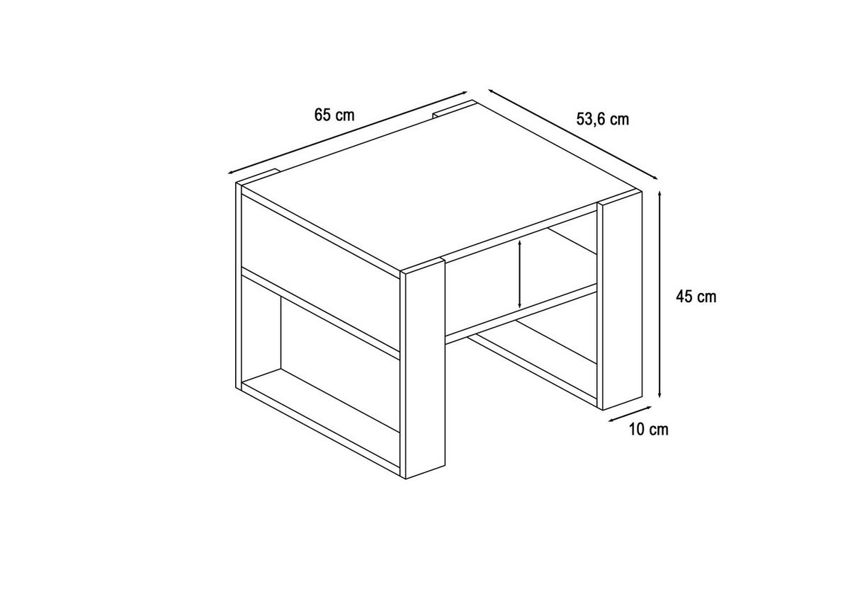 COUCHTISCH CORA65 - Eichefarben/Schwarz, Holzwerkstoff (65/53.6/45cm)