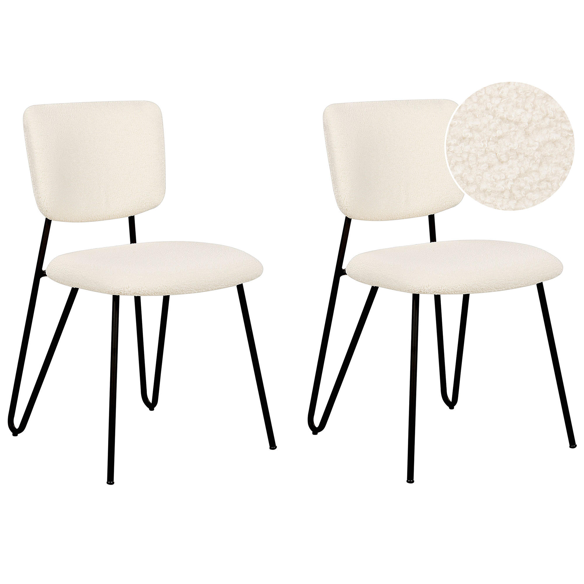 SCAUN DE BUCATARIE set de 2 bouclé alb crem Nelko
