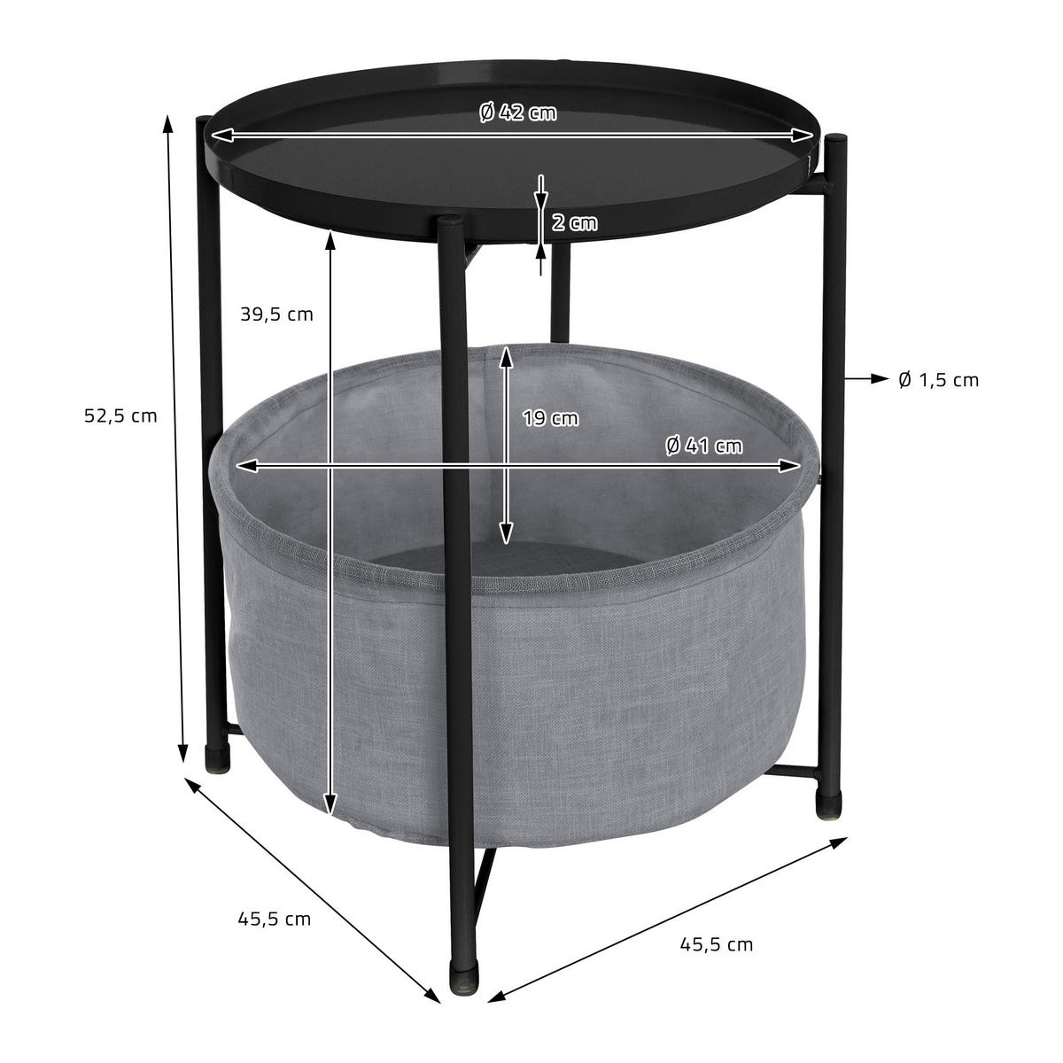 BEISTELLTISCH Rund Schwarz 45,5/52,5 cm - Schwarz, Metall (52.5/45.5/52.5cm) - ML-DESIGN