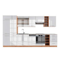 KUCHYNSKÝ KÚT Fame-Line Biely vysoký lesk/dub Goldkraft 355 cm , AP Marble - biela s vysokým leskom/dub medový, kompozitné drevo (355/206.8/60cm) - Vicco