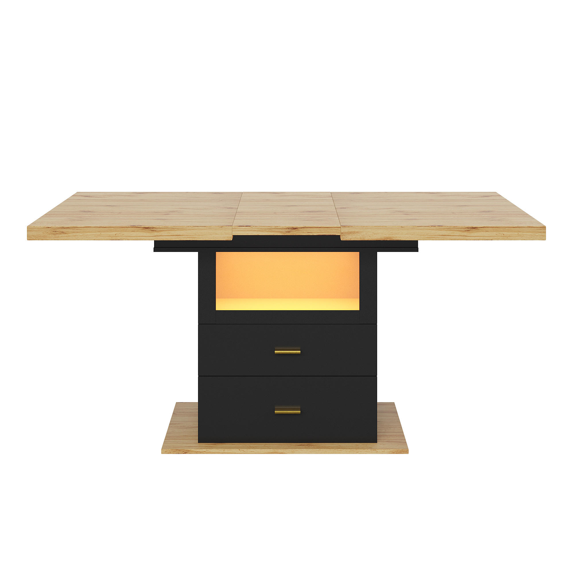 AUSZIEHTISCH Holzoptik/Schwarz 110-140/80/75 cm - Naturfarben, Holz (80/110/75cm) - PANGIVO