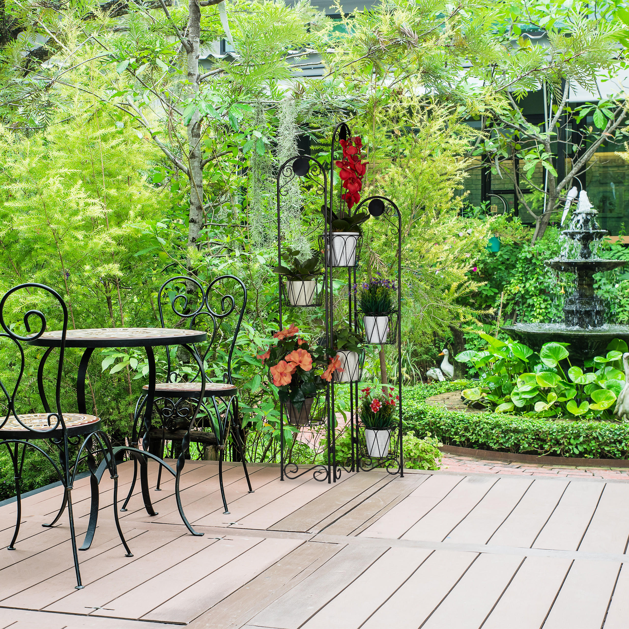 BLUMENSTÄNDER - Schwarz, Metall (62/140/17.5cm) - Relaxdays