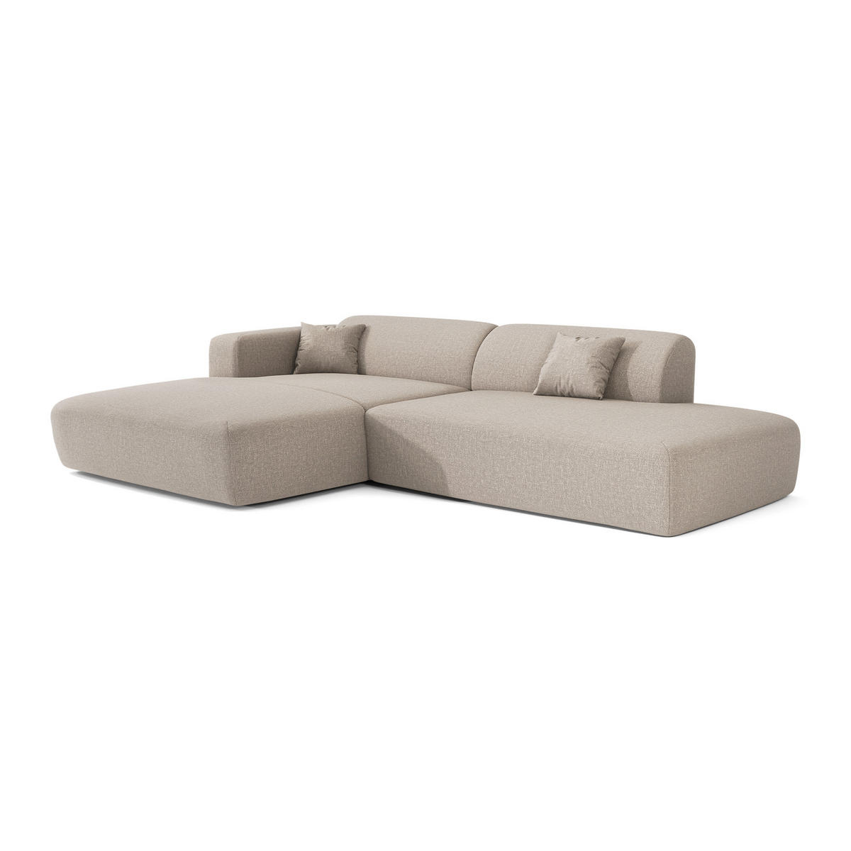 ECKSOFA LINKS Rastergewebe Beige 310cm - Beige, Textil (300/96cm) - Sia Home