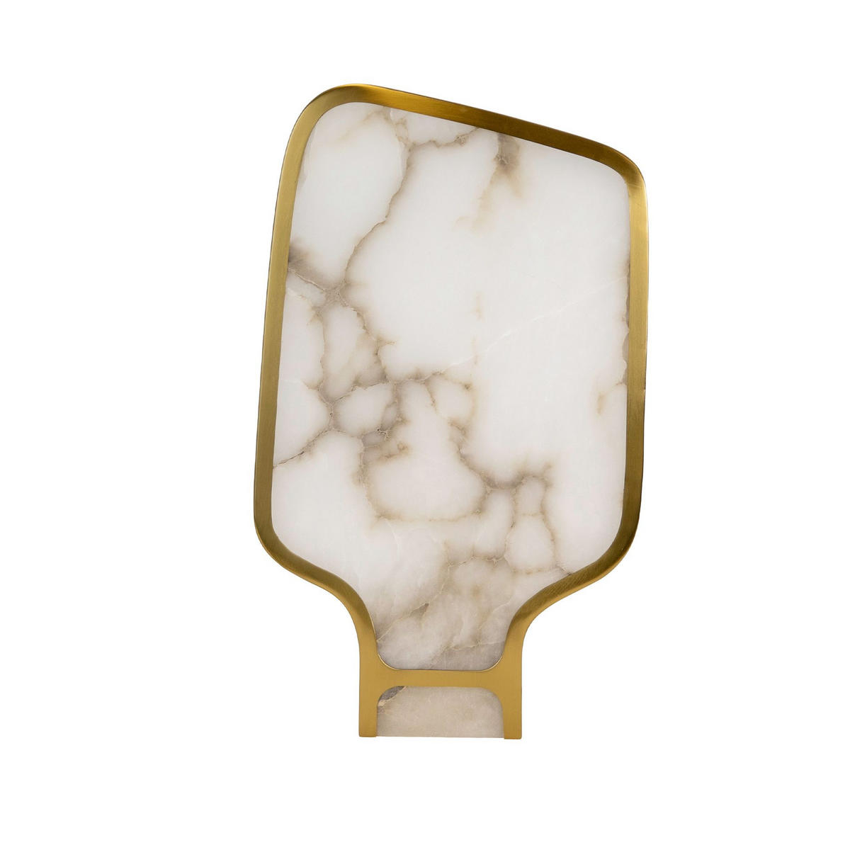 TISCHLEUCHTE aus Naturstein Alabaster und poliertem goldfarbenem Stahl 16004 cm - Weiß, Stein (10/25/43cm) - The Lumine