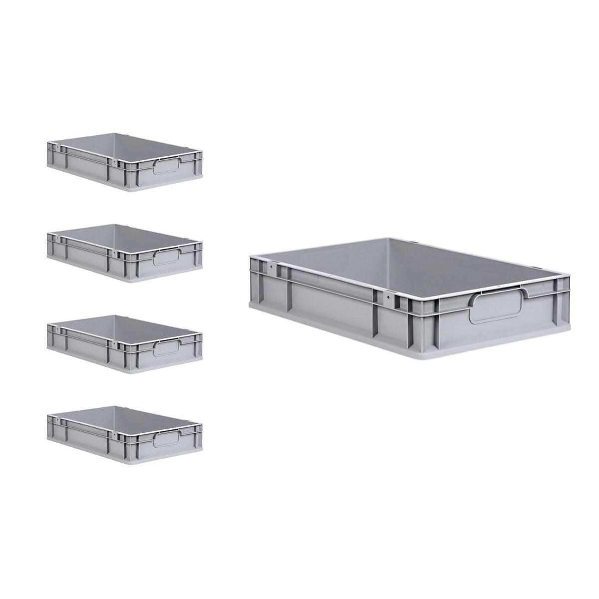 EUROBOX 5x Nextgen Economy Mit Auflagedeckel Grau/Schwarz Griffe Geschlossen - Schwarz, Kunststoff (40/12/60cm) - PROREGAL