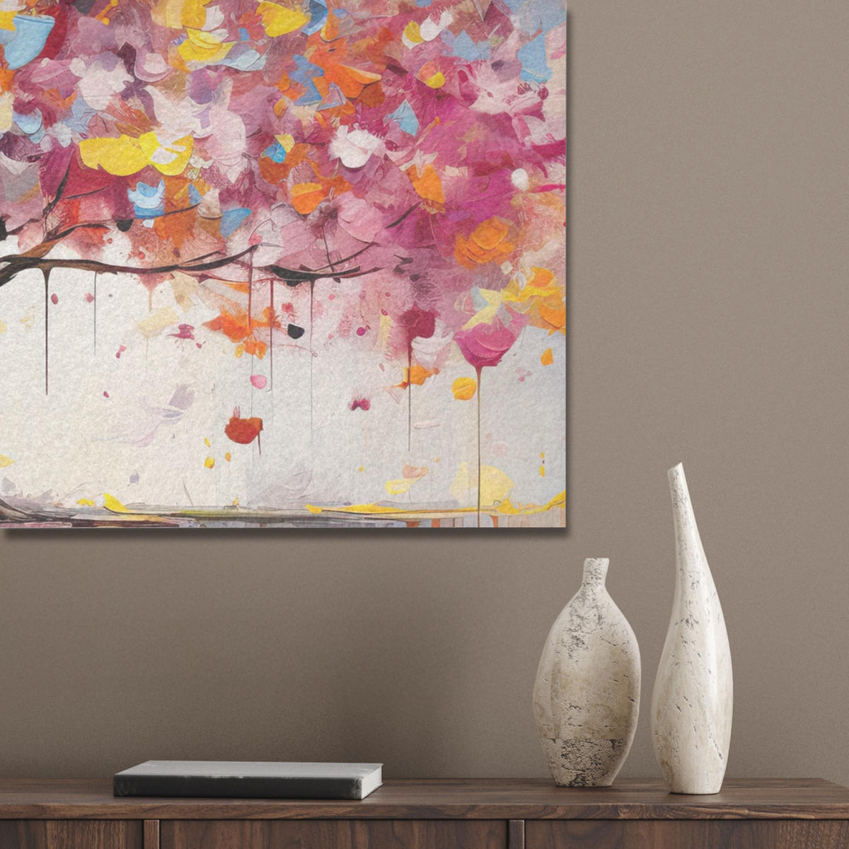 AKUSTIKPANEEL Aquarell - Baum - Kunst - Abstrakt 80x60 cm - Multicolor, Textil (80/0.9/60cm) - MuchoWow