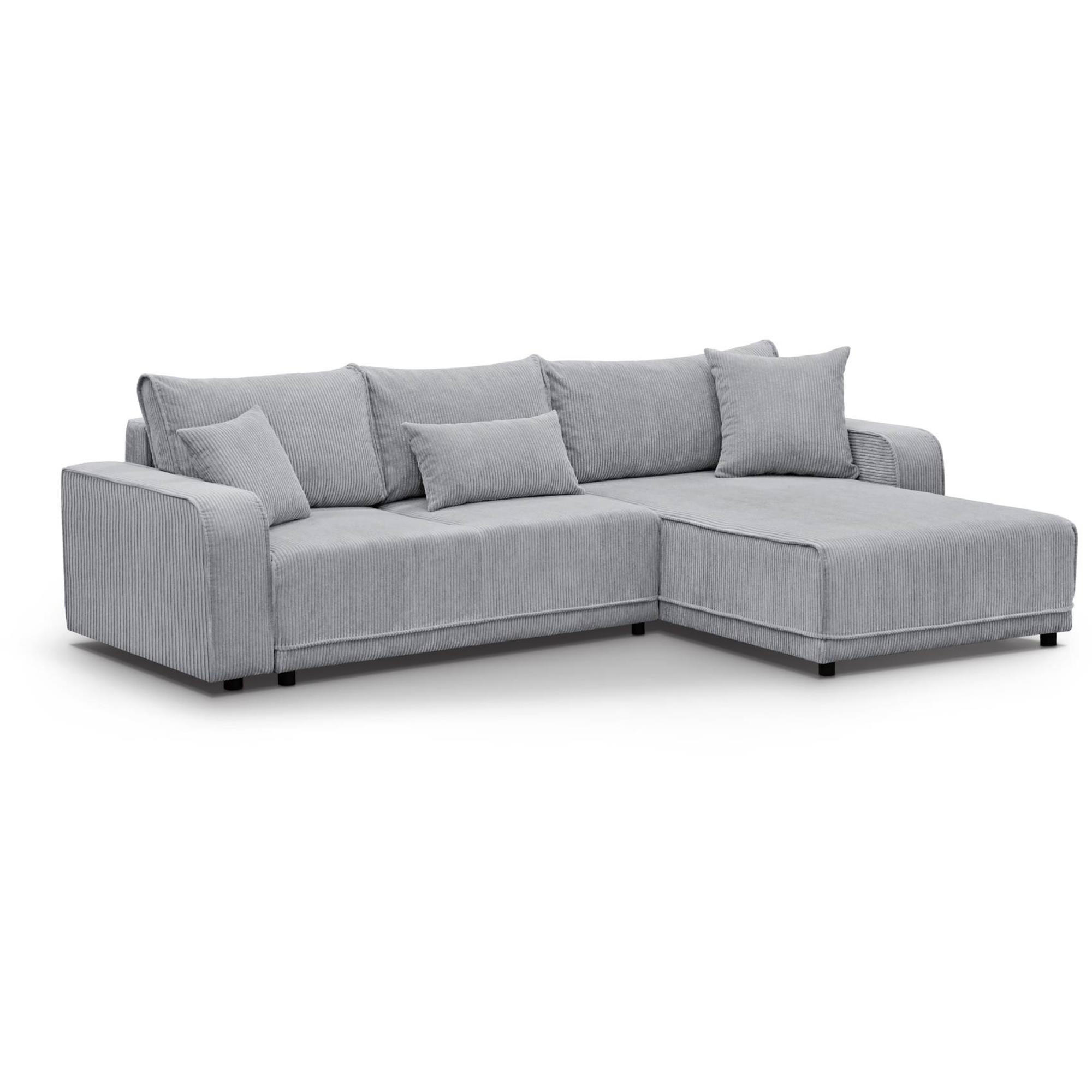 ECKSCHLAFSOFA Primo L hellgrau - Hellgrau/Schwarz, Textil (290/185cm) - Beautysofa