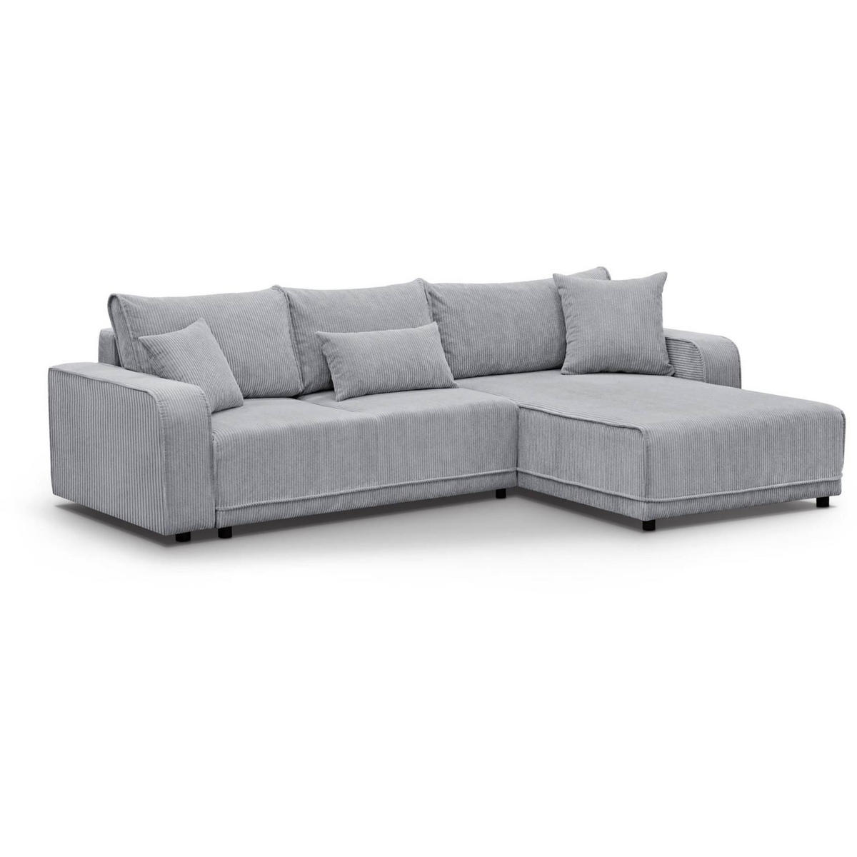 ECKSCHLAFSOFA Primo L hellgrau - Hellgrau/Schwarz, Textil (290/185cm) - Beautysofa