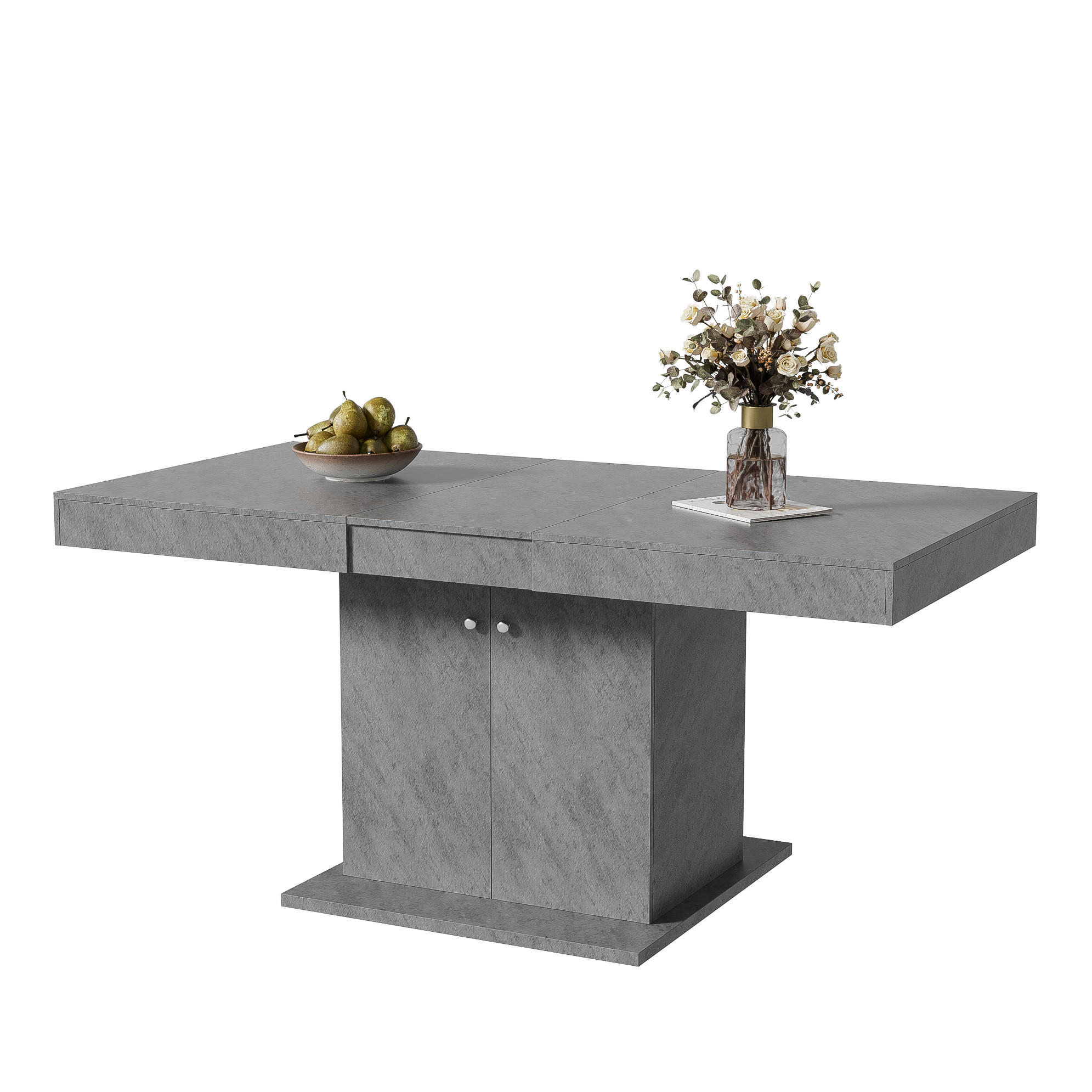 ESSTISCH 140-180/76/80 cm Grau aus Spanplatte mit Ausziehfunktion - Grau, Holzwerkstoff (180/80/76cm) - OKMYHOME