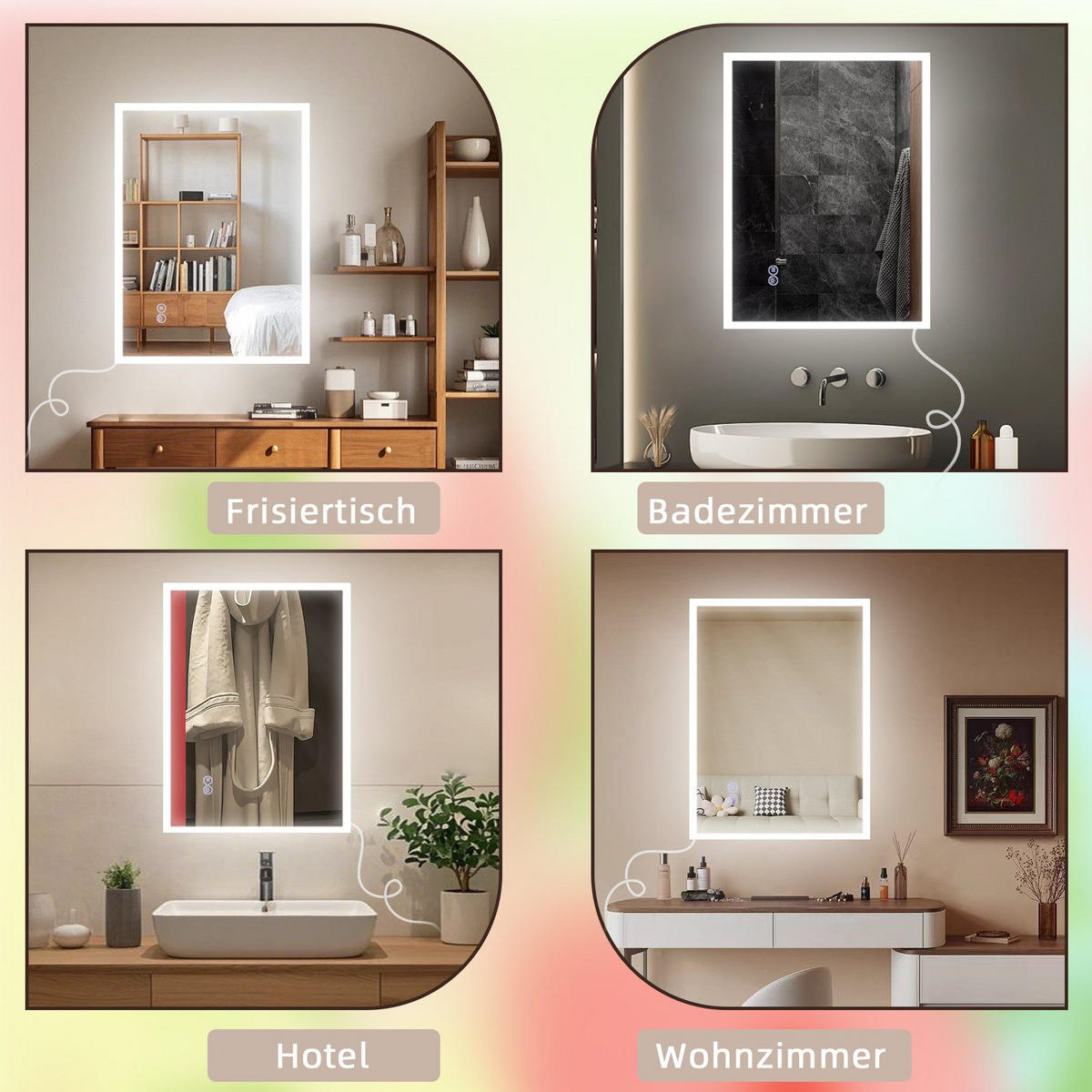BADEZIMMERSPIEGEL Reddy mit LED-Leuchte 80/60 cm - Weiß, Glas (80/2.9/60cm) - Nettlife