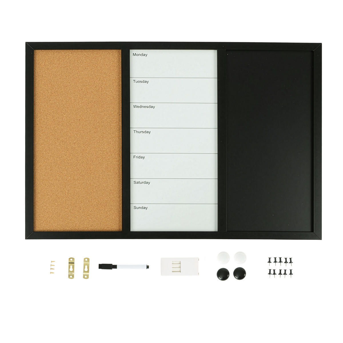 KOMBITAFEL - Multicolor, Naturmaterialien/Holzwerkstoff (90/60/2cm) - Relaxdays