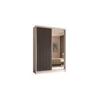 KLEIDERSCHRANK mit Spiegel-Schiebetüren und Aluminium-Leisten - LAMELO - 150 cm Weiß+Grau+Grau - Weiß/Grau, Holzwerkstoff (150/216/61cm) - ALTDECOR