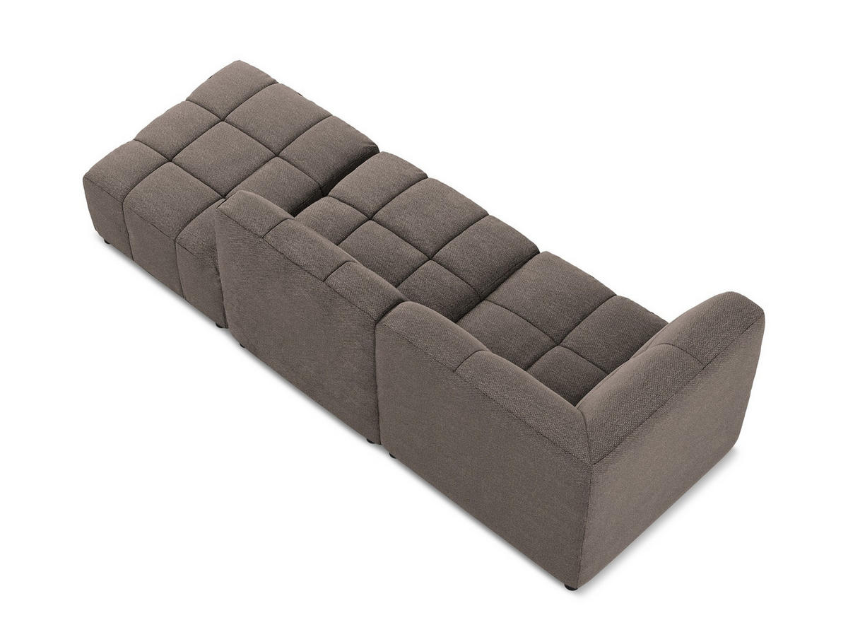 ECKSOFA Rechts Bouclé Stoff Braun - Schwarz/Mokka, Holzwerkstoff/Kunststoff (240/90cm) - Makamii