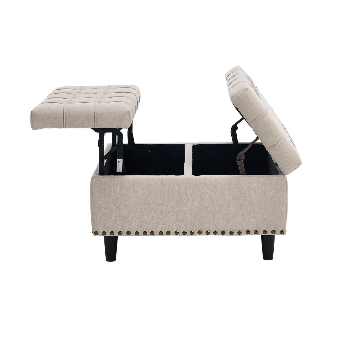 HOCKER Couchtisch,Aufbewahrungsstuhl,höhenverstellbar,Leinen,Beige - Beige, Metall (75/41/75cm) - LVHOM