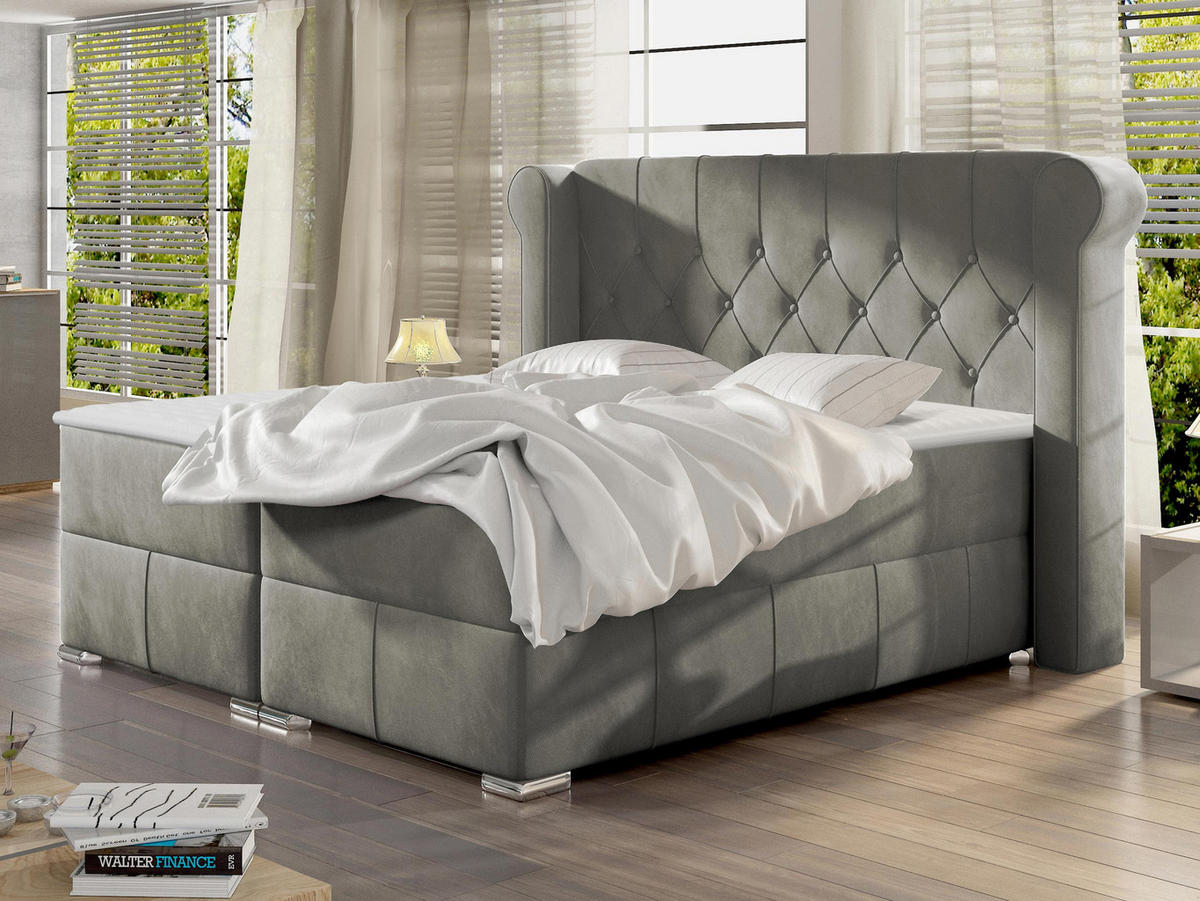 BOXBETT Massimo - Greige, Holz (160/200cm) - MIRJAN24