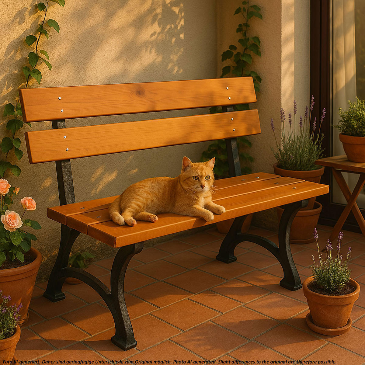 GARTENBANK Teak Dekor - Teakfarben, Holz (125/78/59cm) - MCW