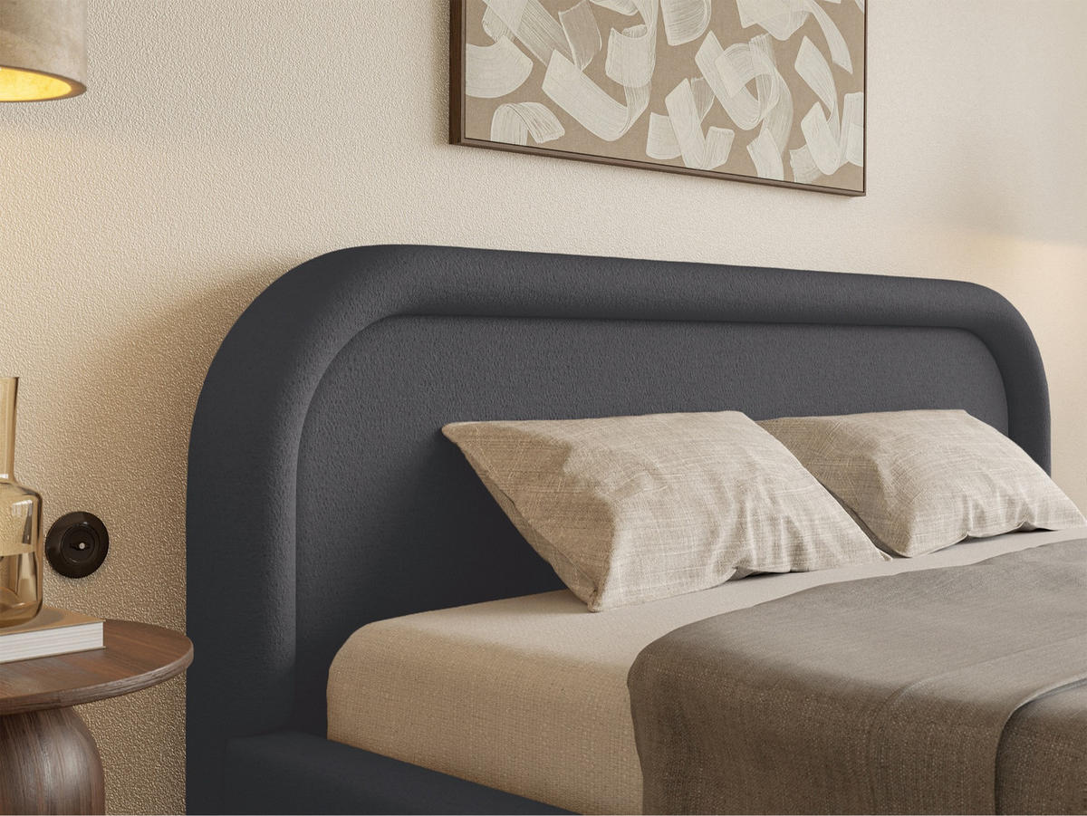 POLSTERBETT Ruvi Graphitgrau 180x200 cm - Dunkelgrau/Schwarz, Holz/Textil (180/200cm) - Selsey