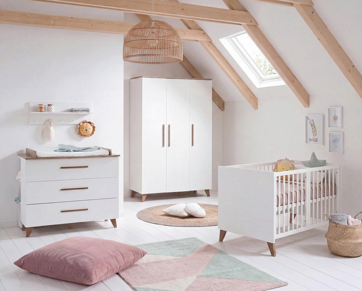 BABYBETT Ole 70 x 140 cm - Eichefarben/Weiß, Holz/Holzwerkstoff (70/140cm) - Roba