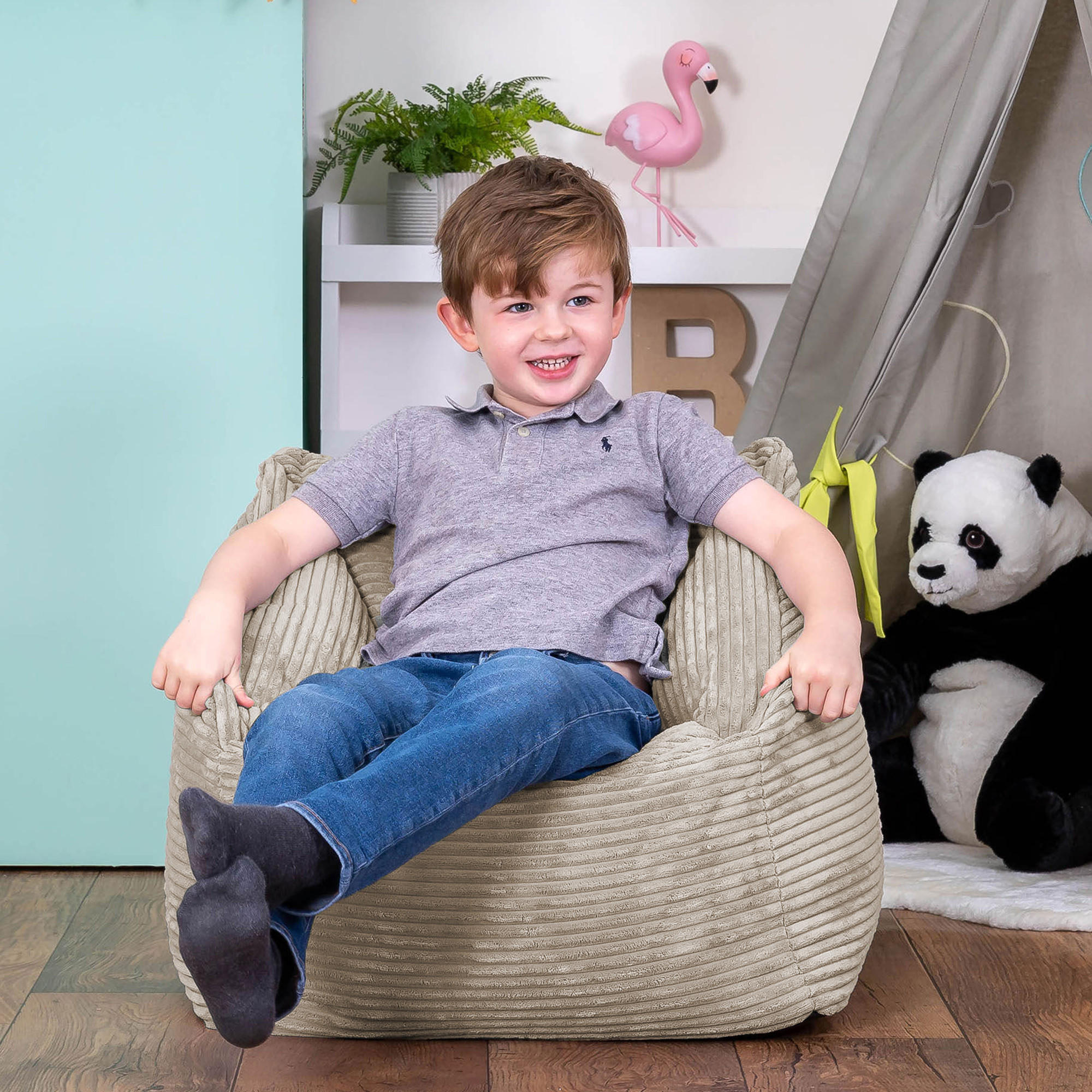 SITZSACK Flauschig für Kinder 2-tlg. - Beige, Textil (55/44/55cm) - icon