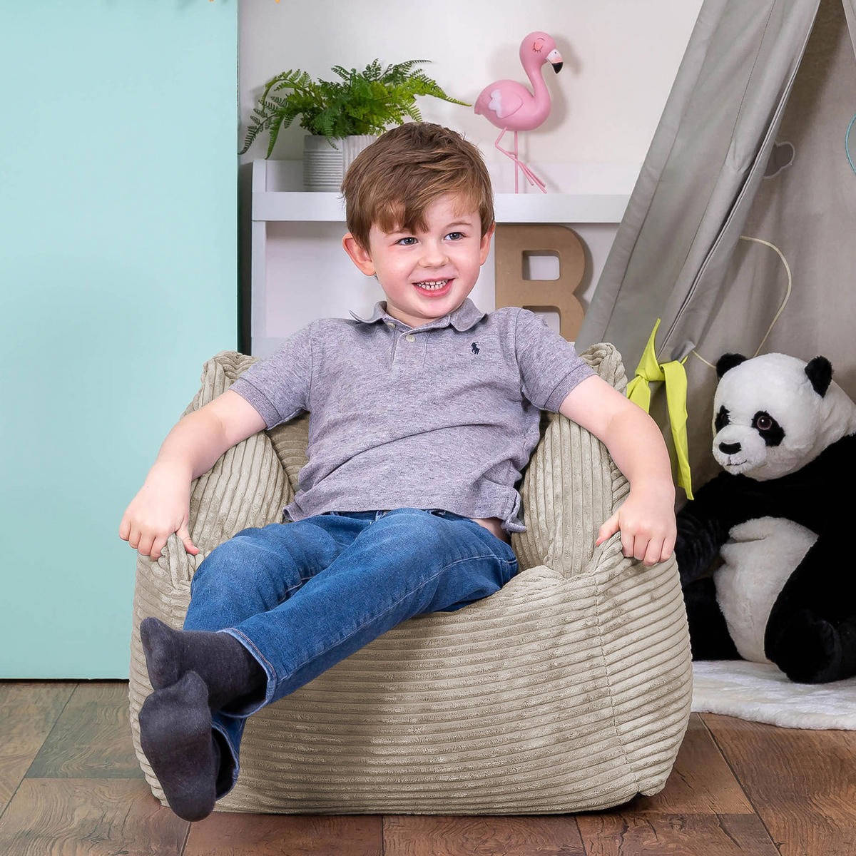 SITZSACK Flauschig für Kinder - Beige, Textil (55/44/55cm) - icon
