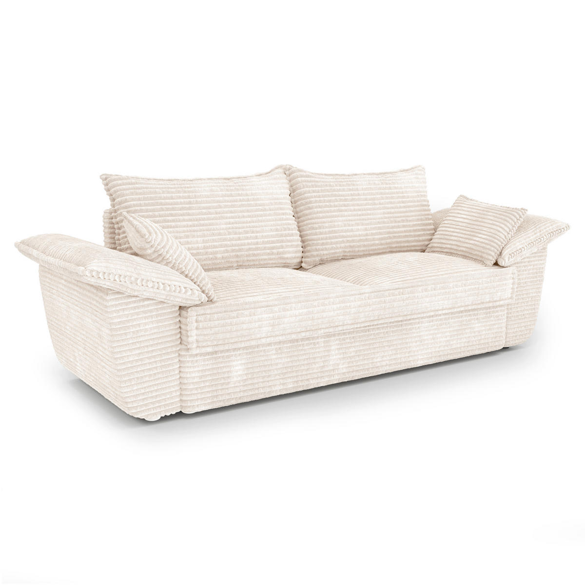 SOFA 3-Sitzer Gerippter Samt XXL Creme 232cm - Creme, Textil (232/92/102cm) - Sia Home