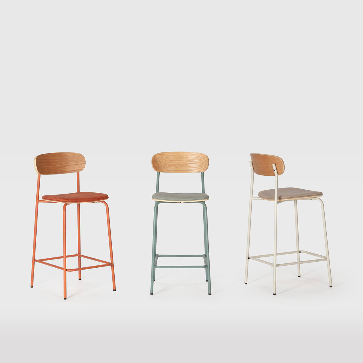 BARHOCKER (Set aus 2) aus Stoff mit schwarzen Metallbeinen - adriana 42/48/66 cm - Beige, Textil (48/66/42cm) - Drawer