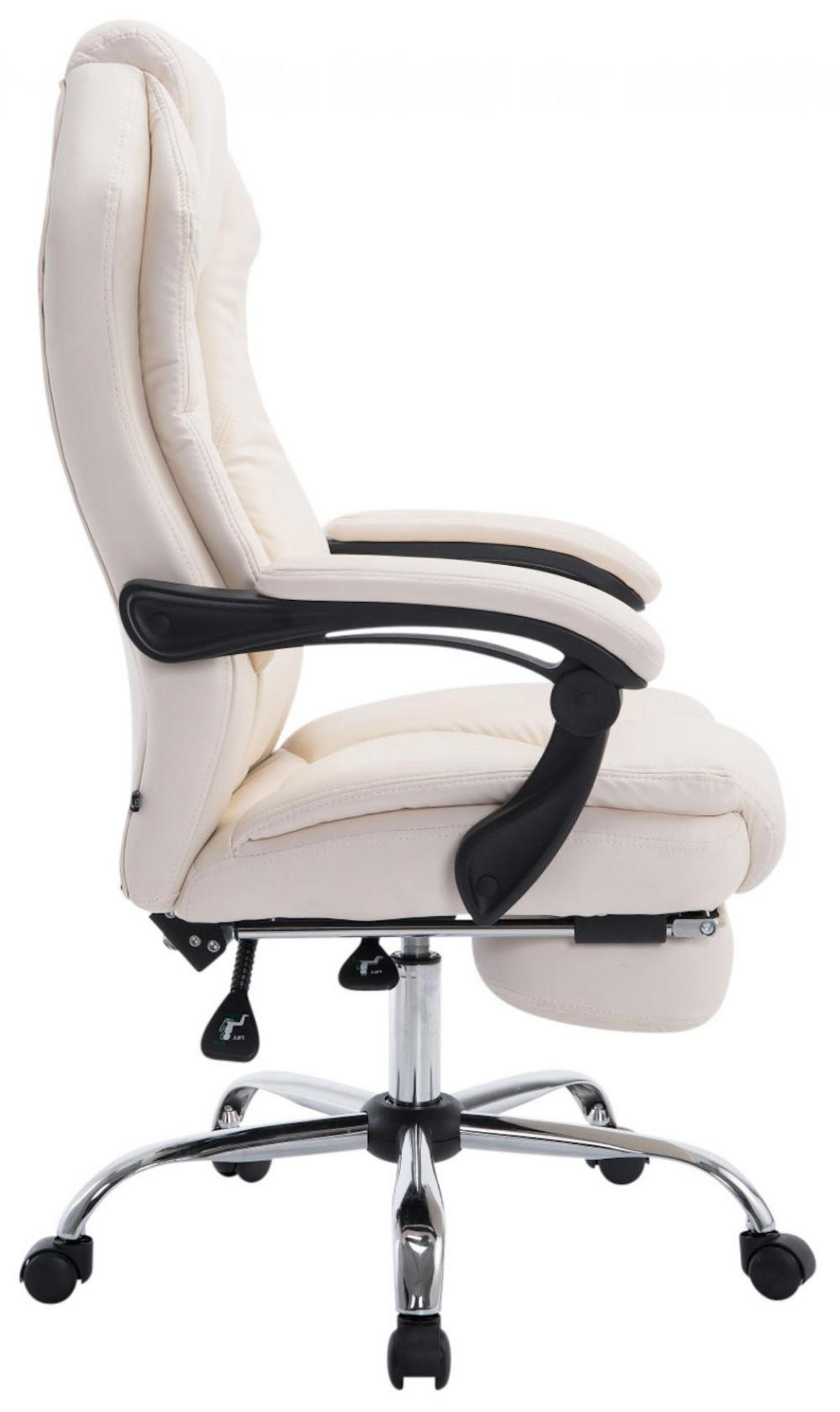 CHEFSESSEL Lederlook Creme - Chromfarben/Creme, Textil/Metall (67/114/64cm) - CLP