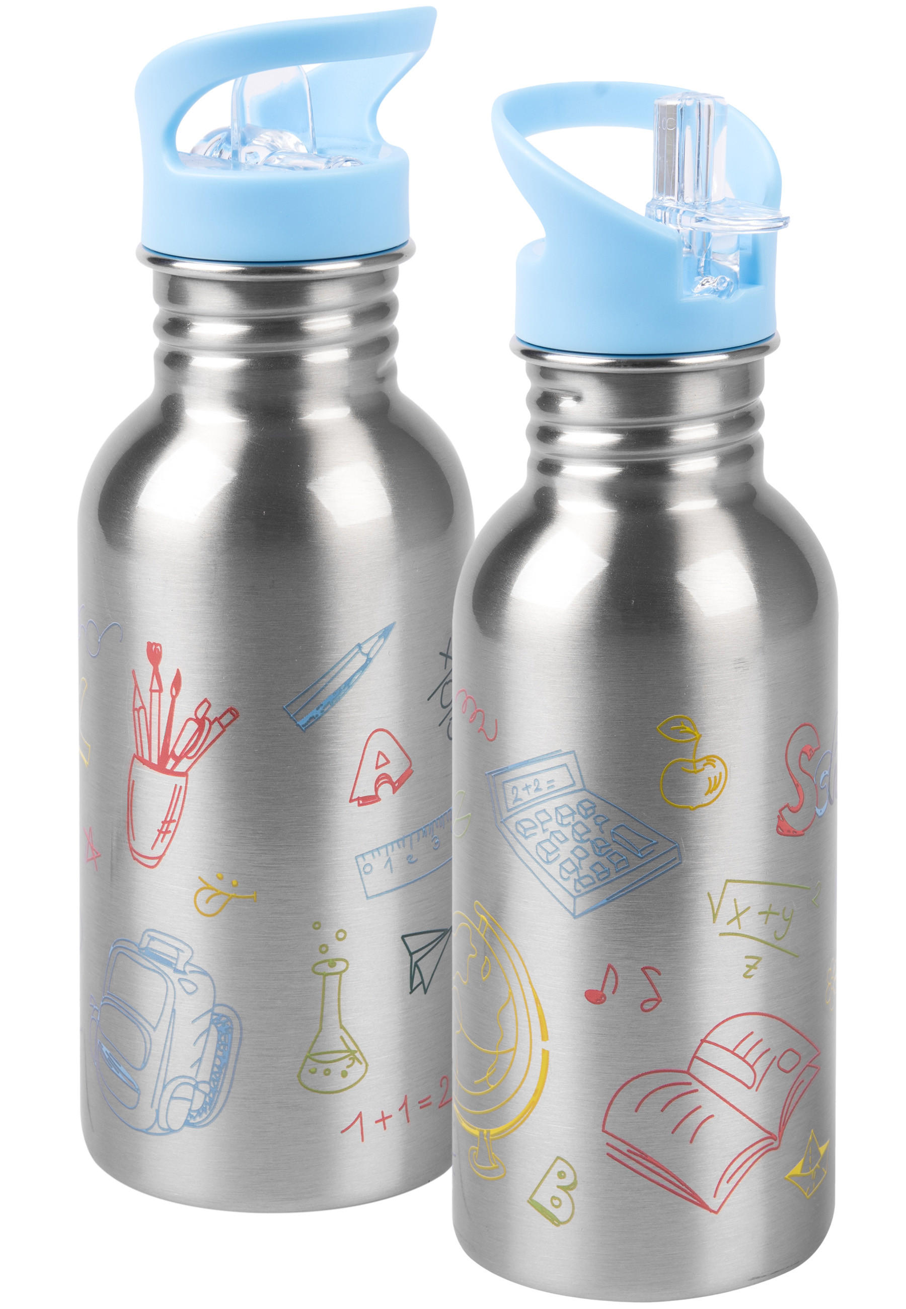 TRINKFLASCHE Back to school Silber 500 ml - Grau, Metall (0.5L) - United Labels