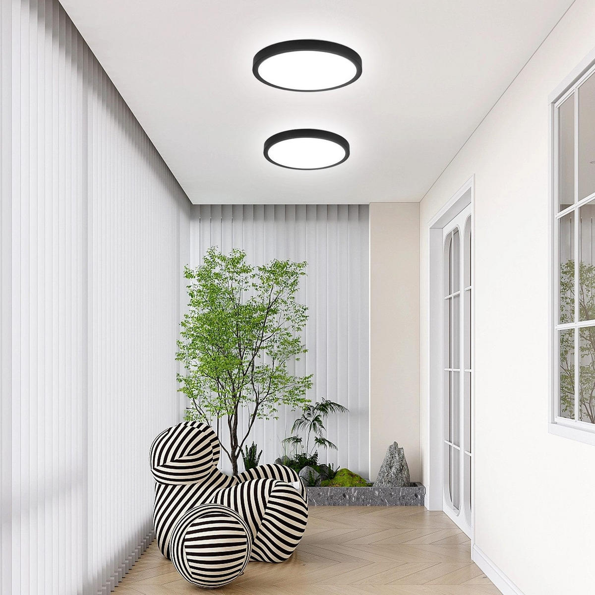 LED-DECKENLEUCHTE Warren 6000K-Kaltweiß 18/18/3 cm - Schwarz, Kunststoff (18/18/3cm) - Nettlife