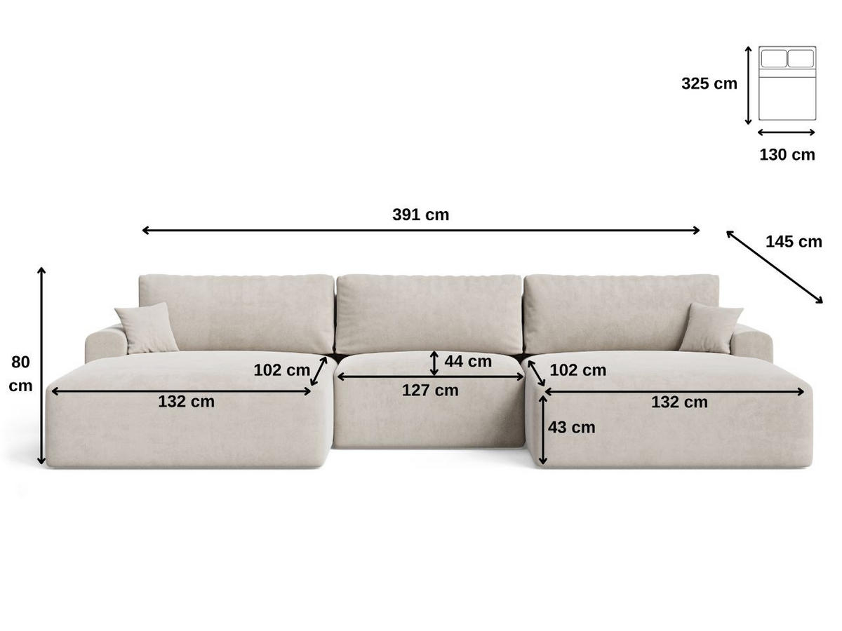ECKSOFA U Serene Beige - Beige, Holz/Textil (391/145cm) - Graingold