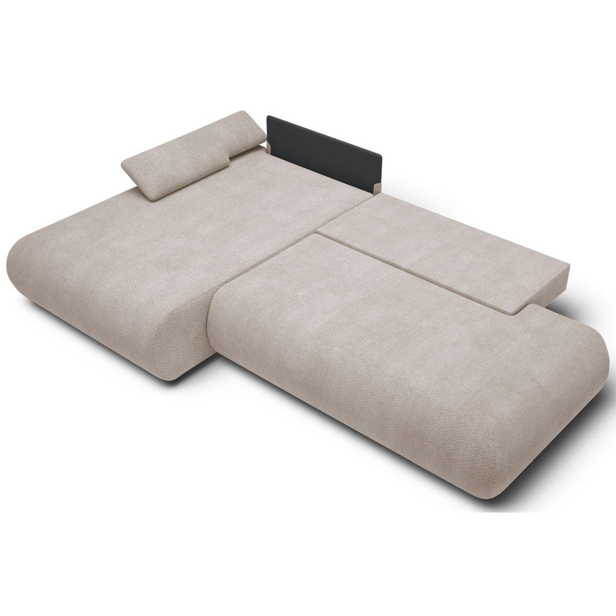 ECKSOFA Armone Hellbeige Chenille - Ecru/Schwarz, Kunststoff/Textil (286/173.5cm) - Selsey
