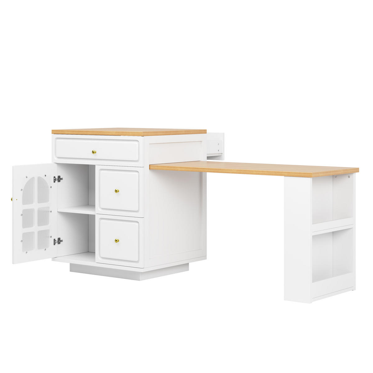KÜCHENINSEL ausziehbar 122,5-195,5 cm Weiß - Weiß, Holz (59/93.5/122.5cm) - Beauniv