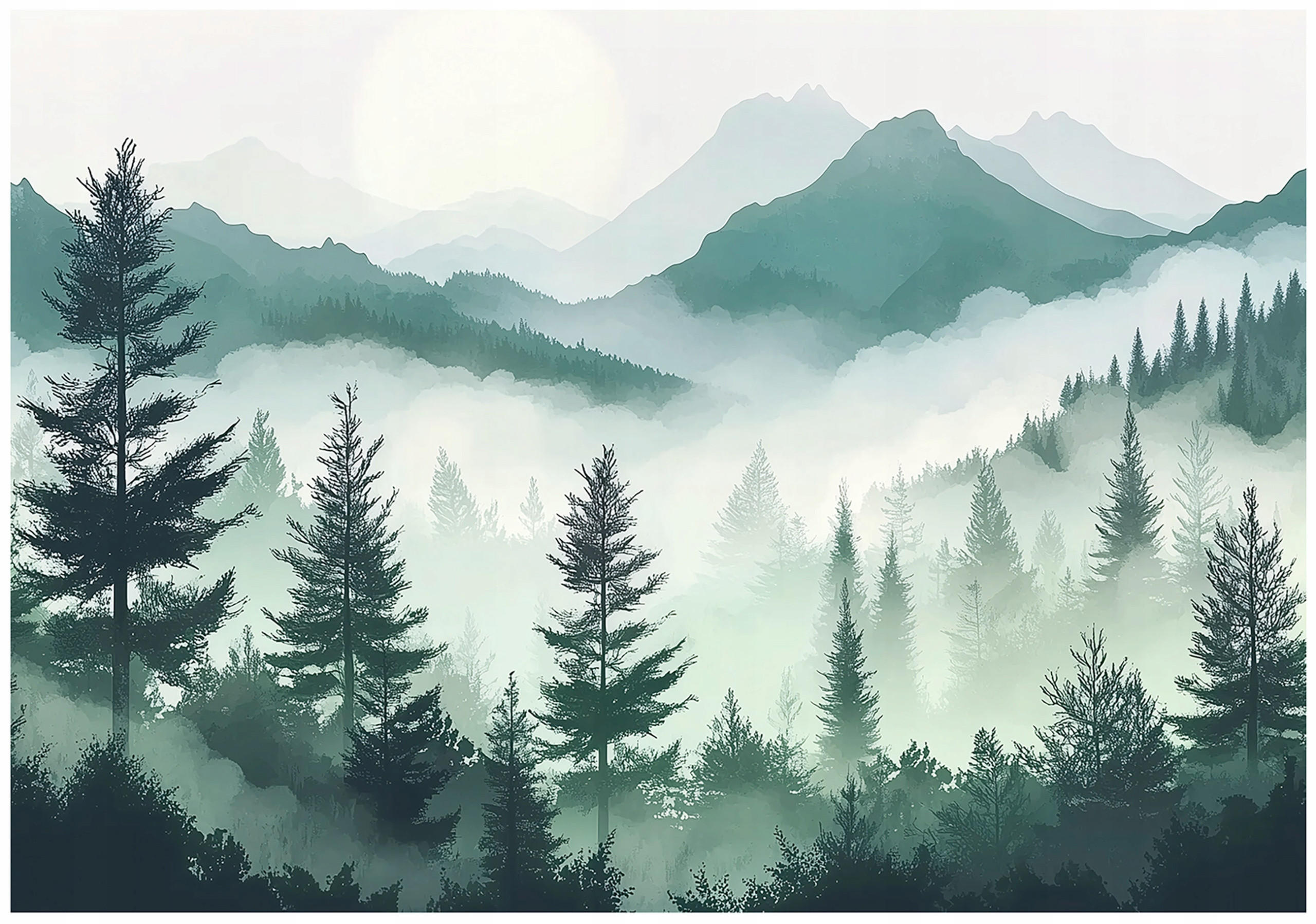 FOTOTAPETE Wald Berge Natur Vlies Tapete Wohnzimmer 400x280 - Grün, Papier (400/280cm) - Wallarena
