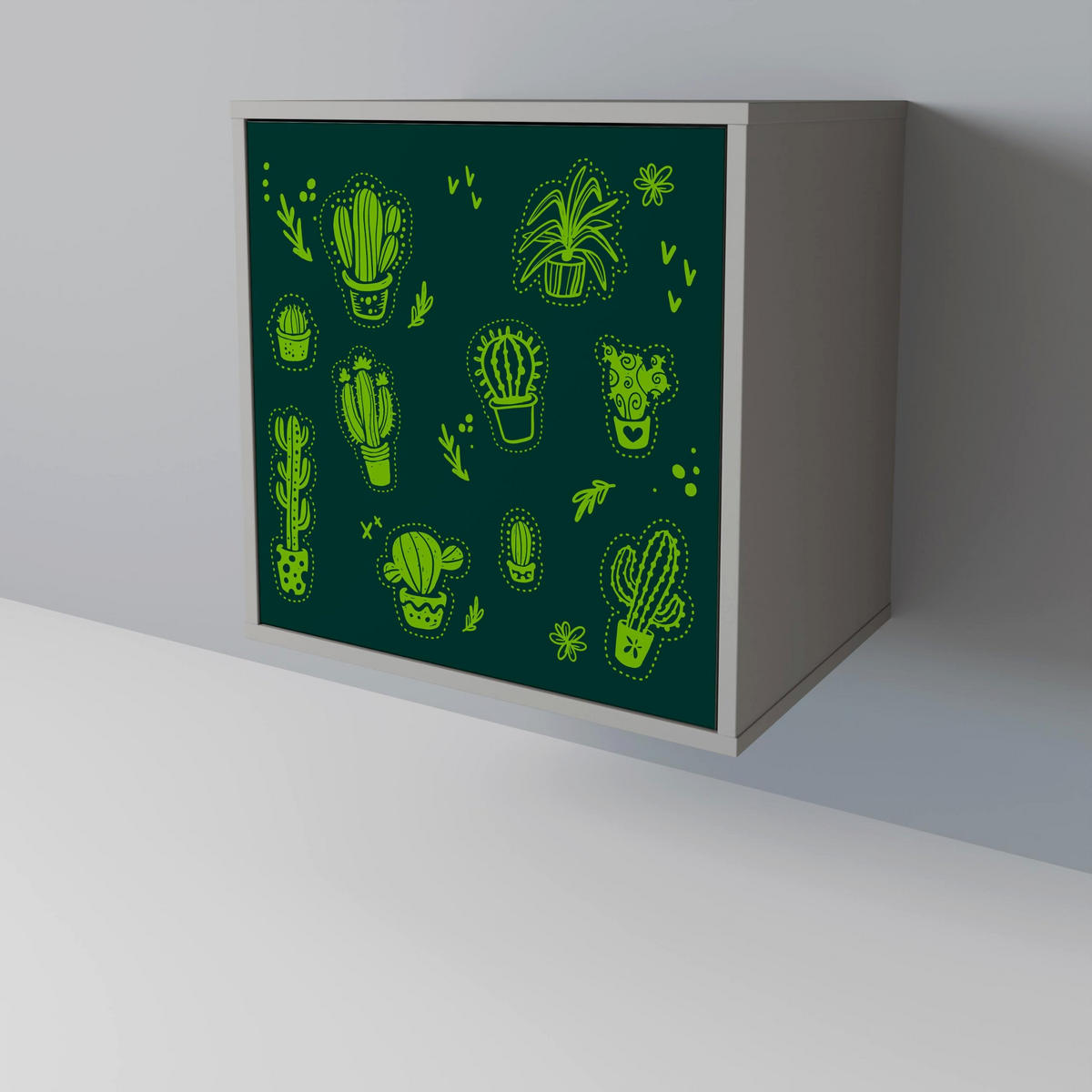 SIDEBOARD DESERT GREEN, Grau, 57,5x42x67,5 cm, Schwarze Metall-Rahmenfüße - Multicolor/Schwarz, Holzwerkstoff/Metall (57.5/67.5/42cm) - SpaceRebels