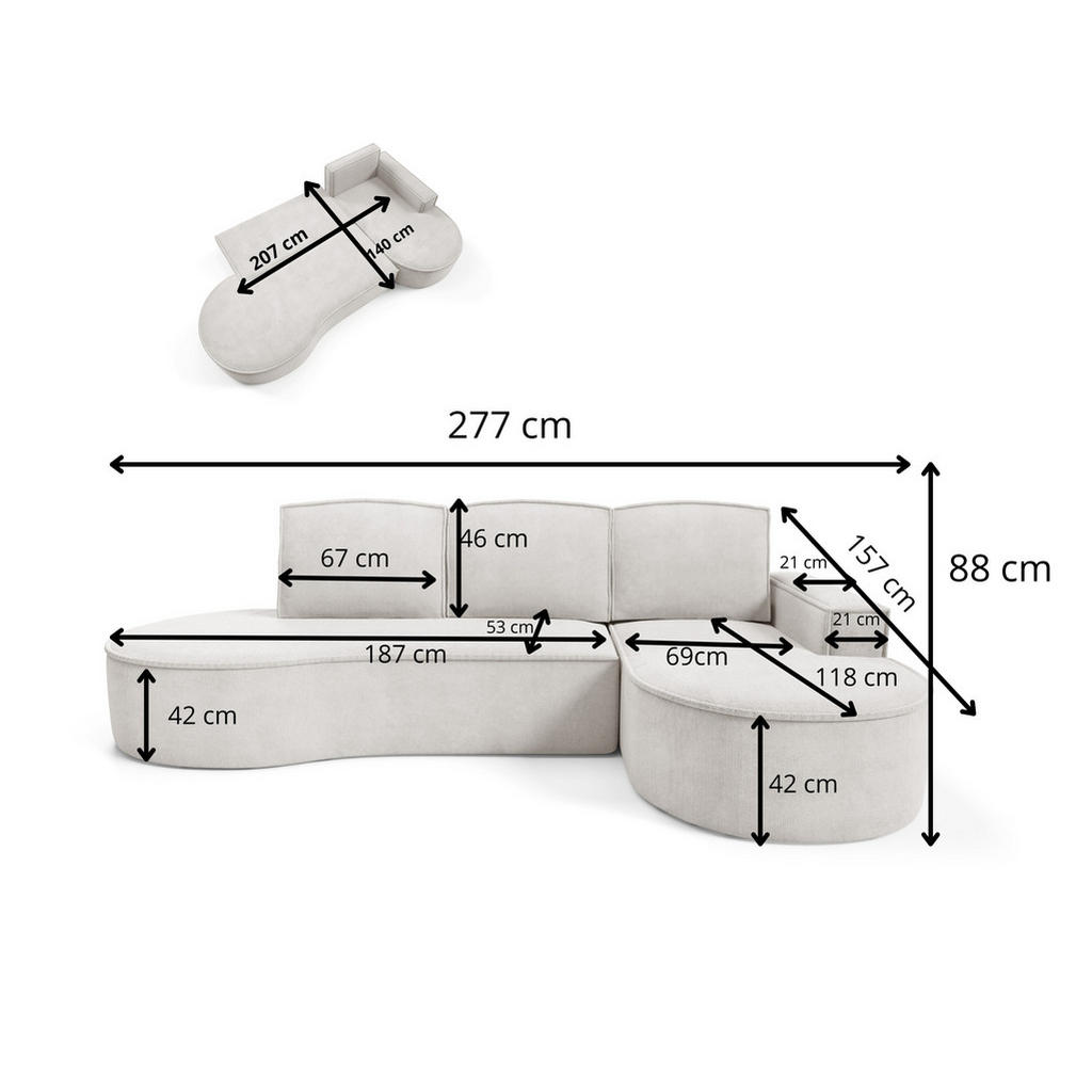 Thumbnail - DomoHome Ecksofa, Rotbraun, Textil, Rechteckig, 277x157 cm, Wohnzimmer, Sofas & Couches, Wohnlandschaften, Ecksofas