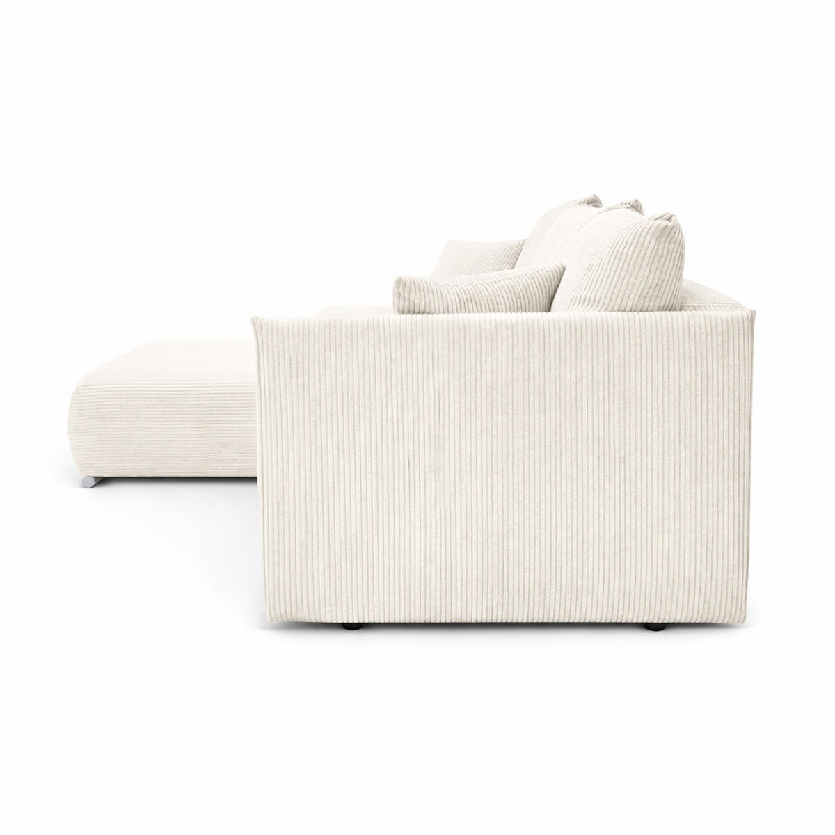 ECKSOFA L-Form Schlaffunktion Livorno Cord-Stoff Ecru Links - Chromfarben/Ecru, Holz/Kunststoff (246/188cm) - Kaiser Möbel